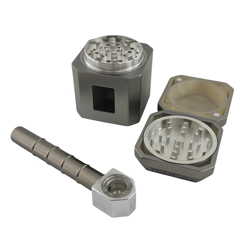 Hammer Style 4-Piece Metal Grinder with Built-In Pipe – Assorted Colors-6CT Displaypack Super Supplys Inc