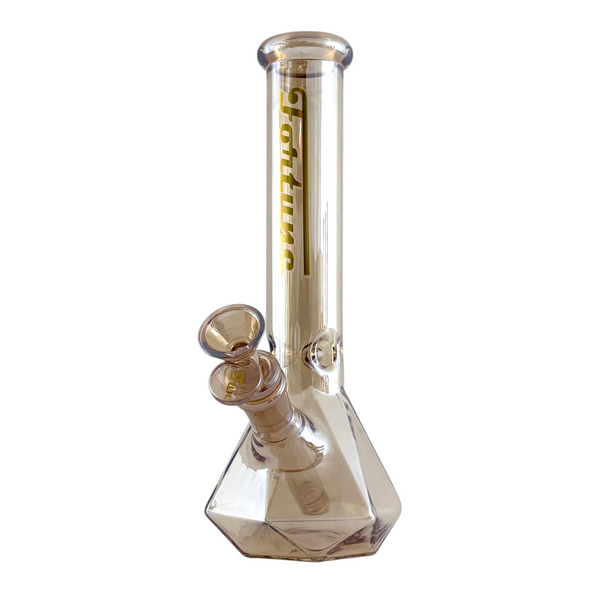 10" Geometric Hexagon Electroplated Glass Bong Glass Bong Fortune Champagne Gold