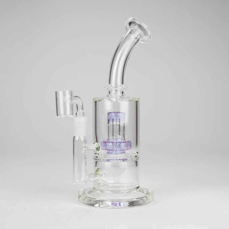 9" 2-in-1 Color accented Glass Dag Rig with Percolator Glass Bong 777 Smoke Purple