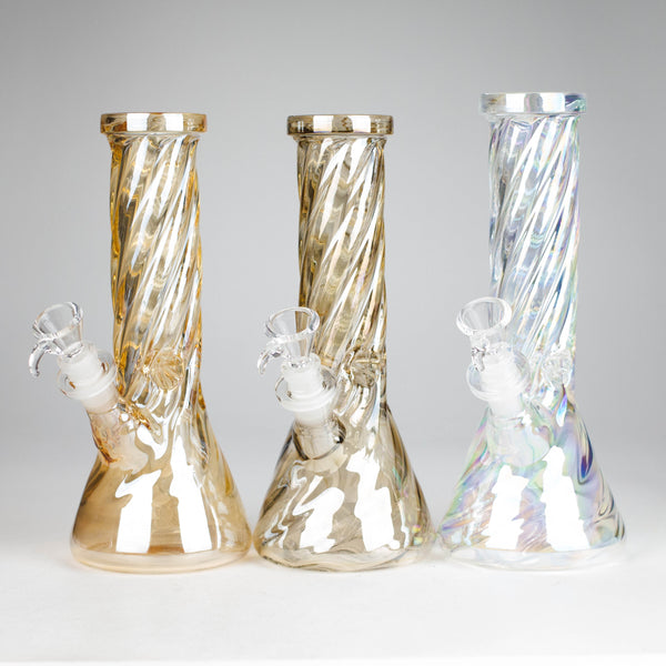 O 10" Twist Heavy Beaker Bong Glossy 3-Colors, 3 pcs
