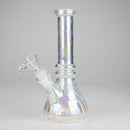 8" Shiny Beaker Bong Double Ring with Handle Slide, Glass Bong HALLO GLASS