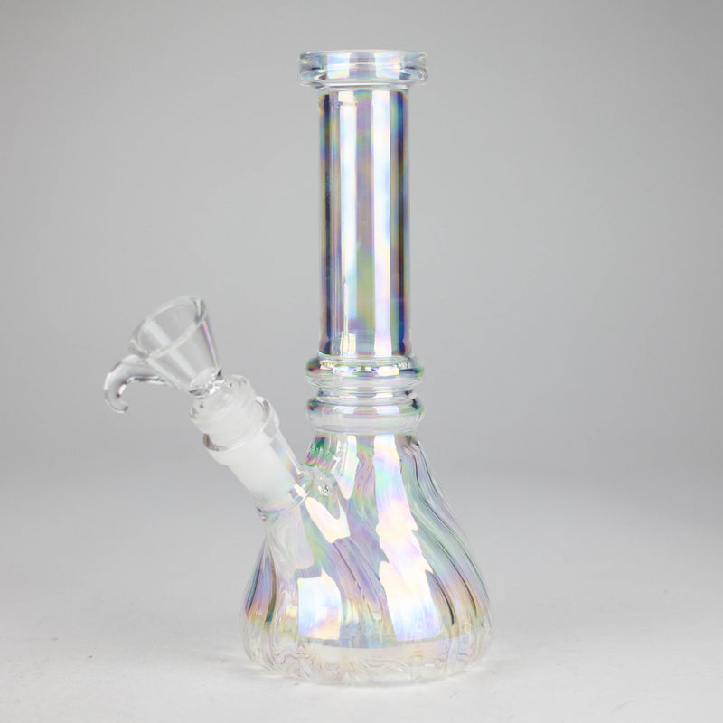 O 8" Shiny Beaker Bong Double Ring with Handle Slide,
