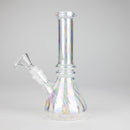 8" Shiny Beaker Bong Double Ring with Handle Slide, Glass Bong HALLO GLASS