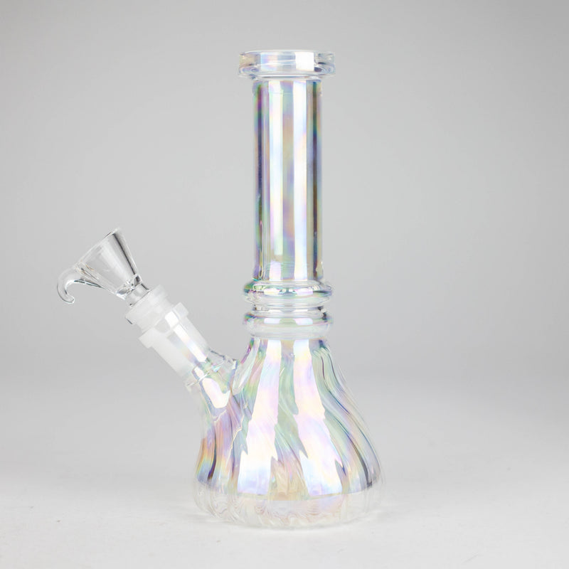 O 8" Shiny Beaker Bong Double Ring with Handle Slide,