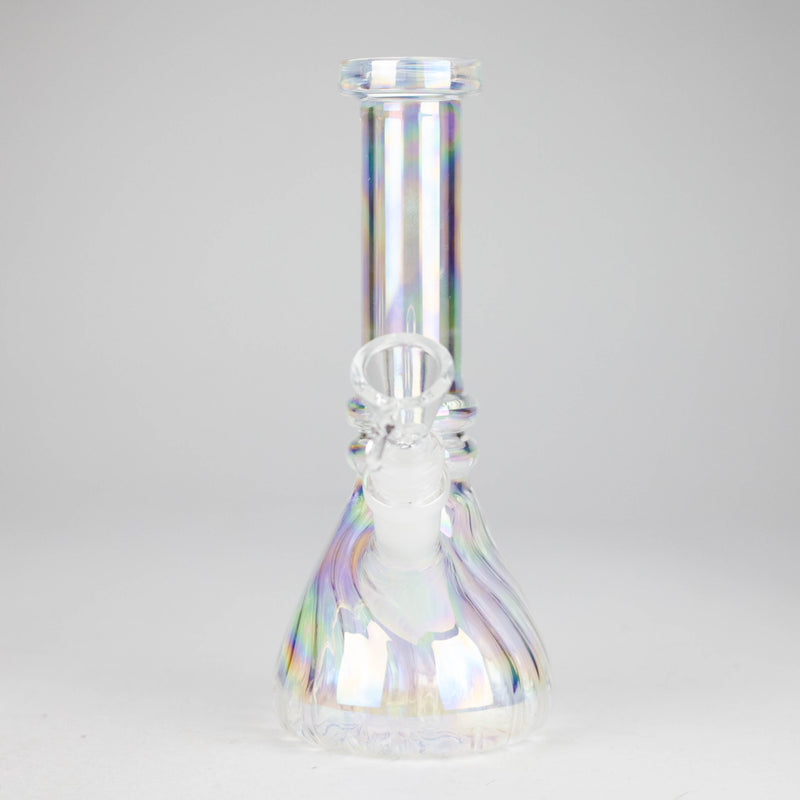 O 8" Shiny Beaker Bong Double Ring with Handle Slide,