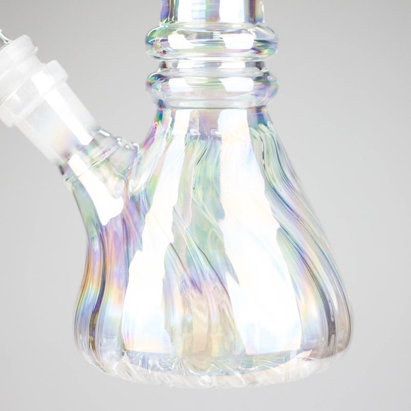 O 8" Shiny Beaker Bong Double Ring with Handle Slide,