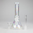 8" Shiny Beaker Bong Double Ring with Handle Slide, Glass Bong HALLO GLASS