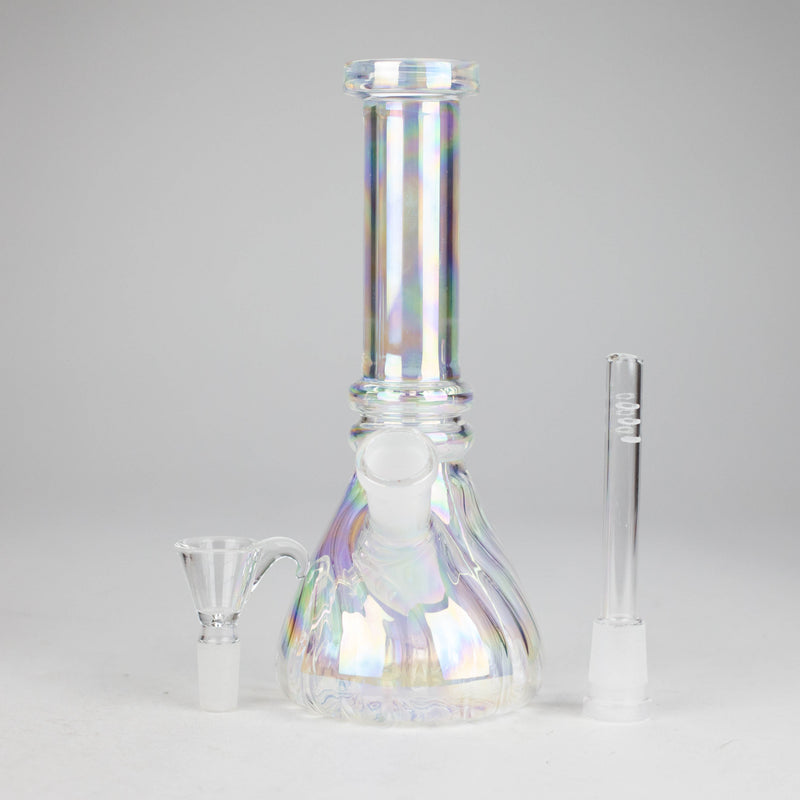 O 8" Shiny Beaker Bong Double Ring with Handle Slide,