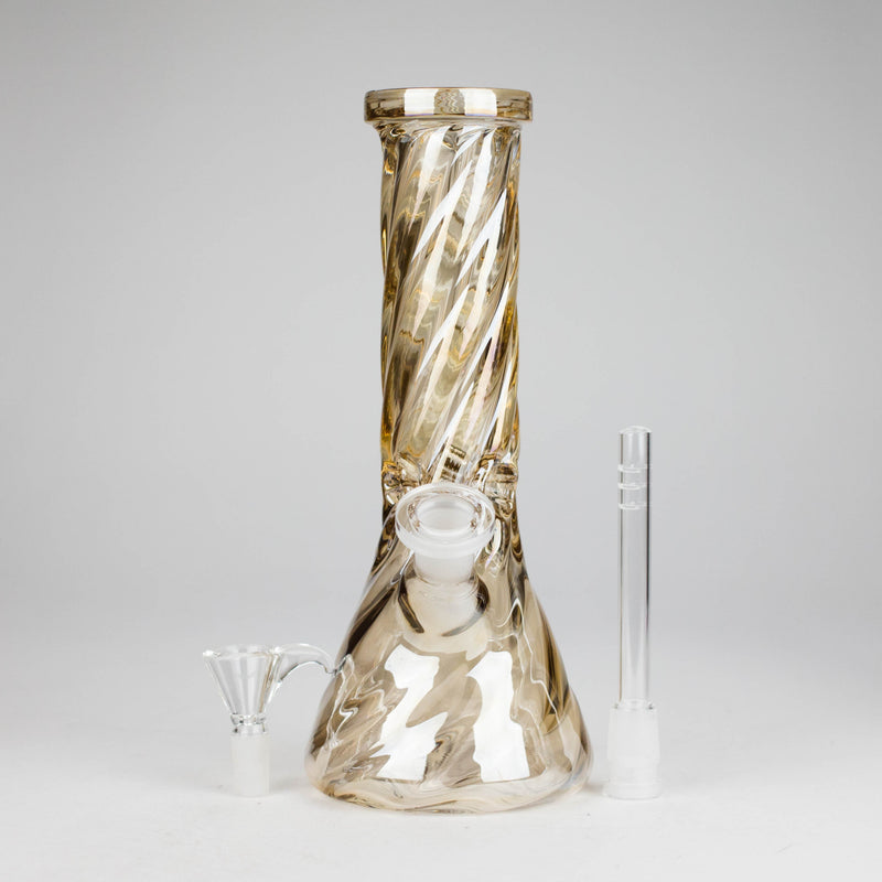 O 10" Twist Heavy Beaker Bong Glossy 3-Colors, 3 pcs