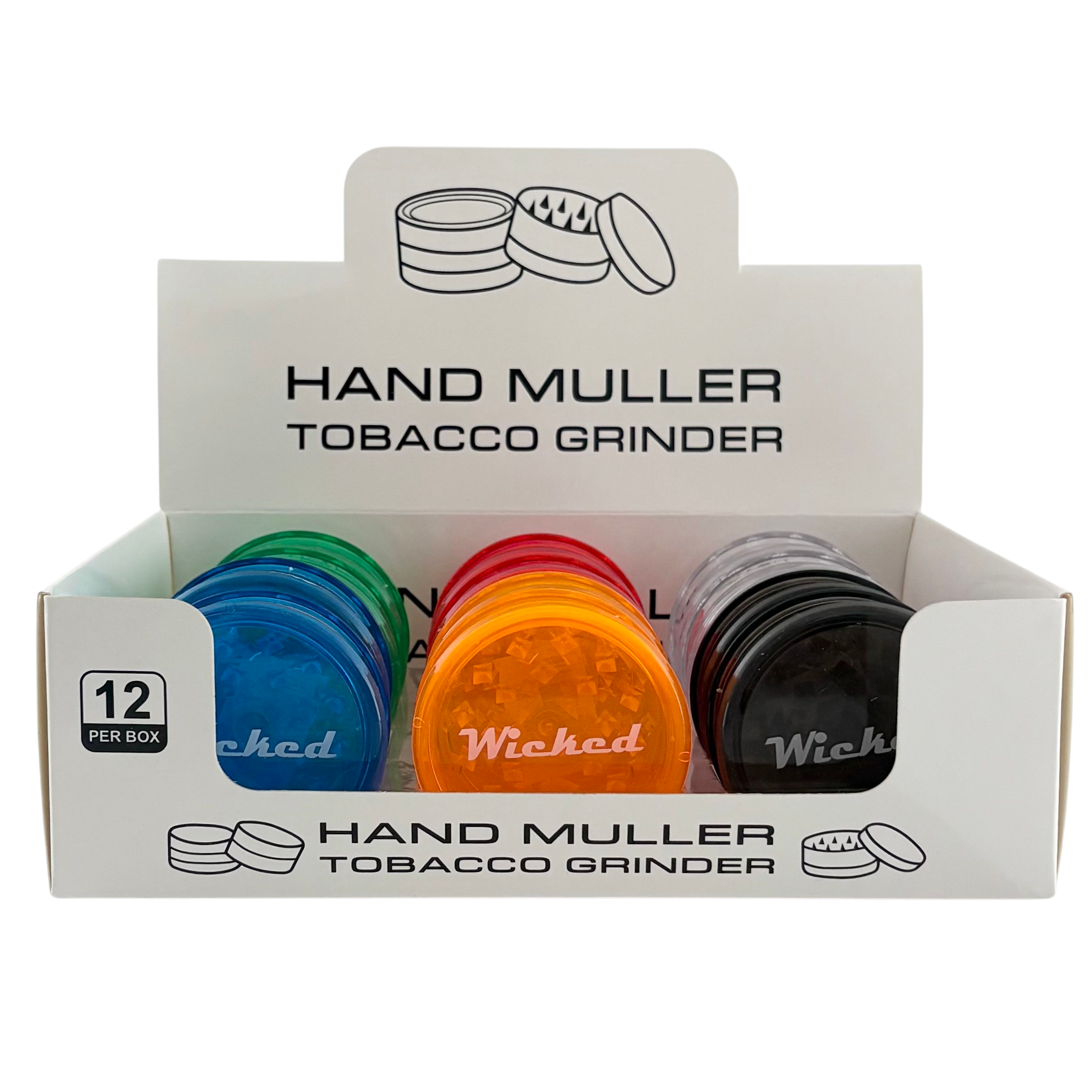 O Wicked | Grinders – 12 Piece Display (6 Assorted Colours)