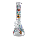 14" Glass Beaker Bong – 7mm Thick with Sticker Art Designs Glass Bong Super Supplys Inc Tropical Pineapple