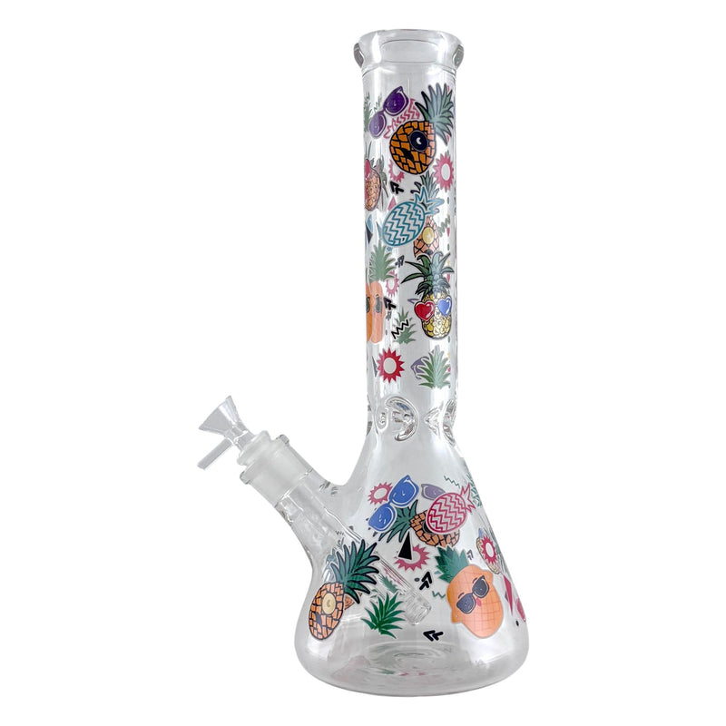 O 14" Glass Beaker Bong – 7mm Thick with Sticker Art Designs
