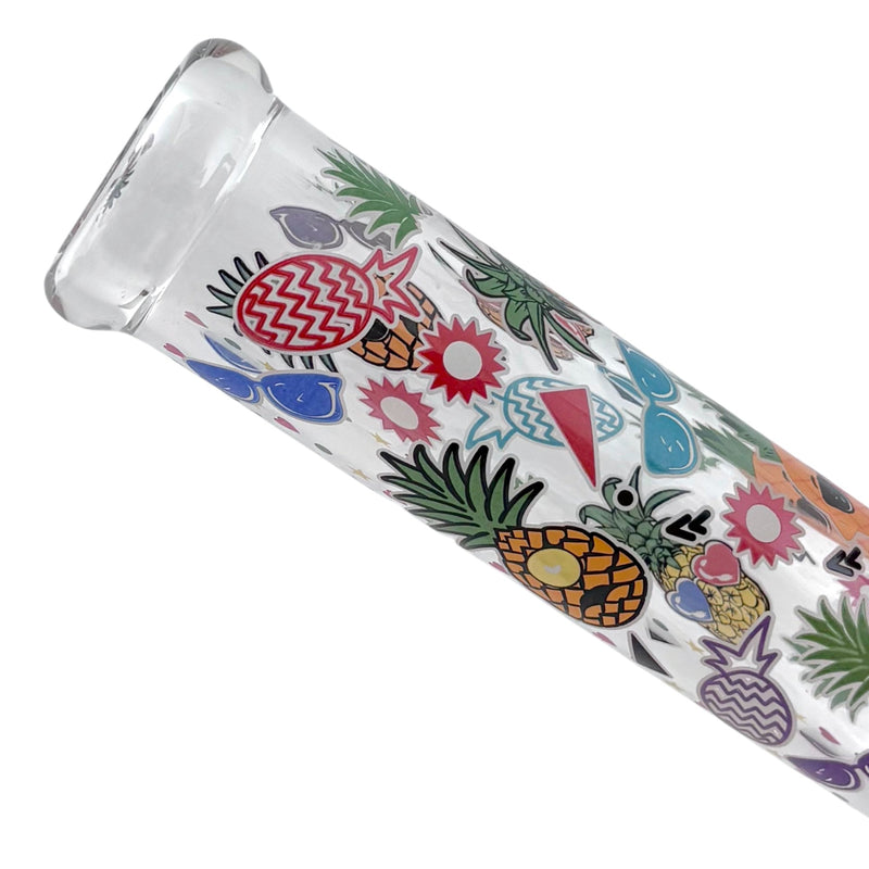 O 14" Glass Beaker Bong – 7mm Thick with Sticker Art Designs