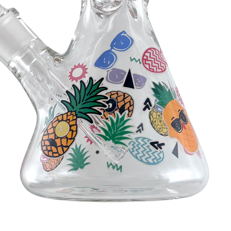 O 14" Glass Beaker Bong – 7mm Thick with Sticker Art Designs