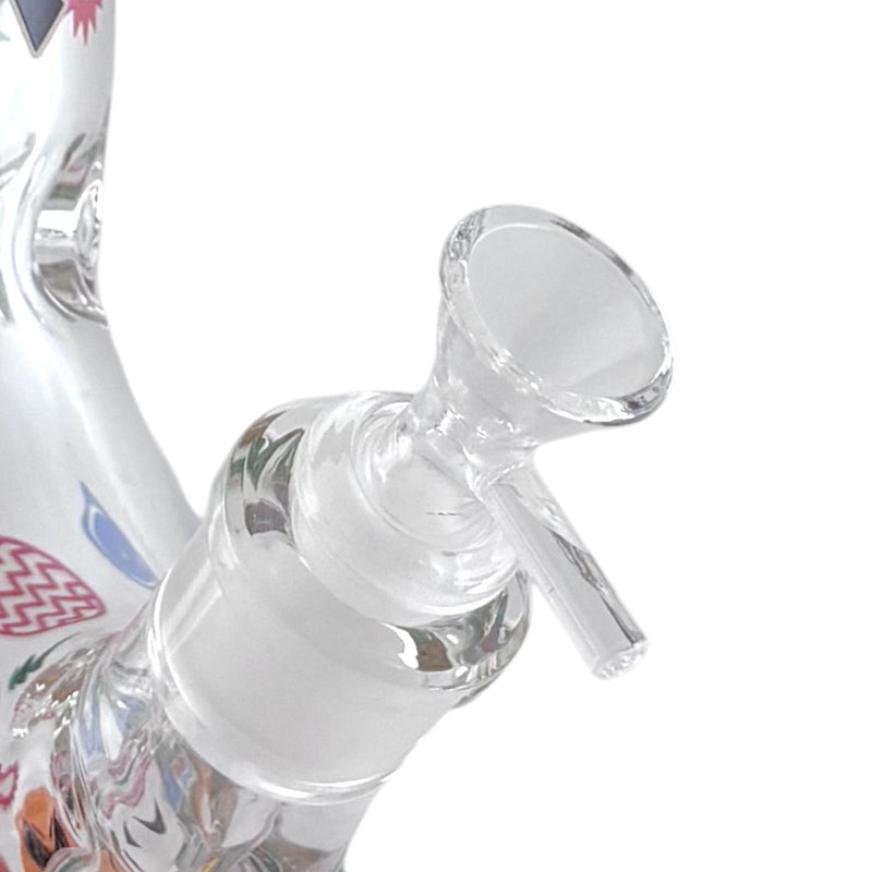 O 14" Glass Beaker Bong – 7mm Thick with Sticker Art Designs