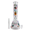 14" Glass Beaker Bong – 7mm Thick with Sticker Art Designs Glass Bong Super Supplys Inc