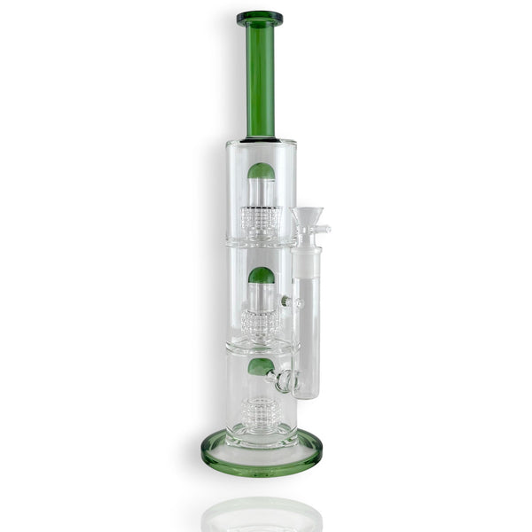 O 17" Triple Dome Percolator Water Pipe with 14mm Handle Bowl Piece