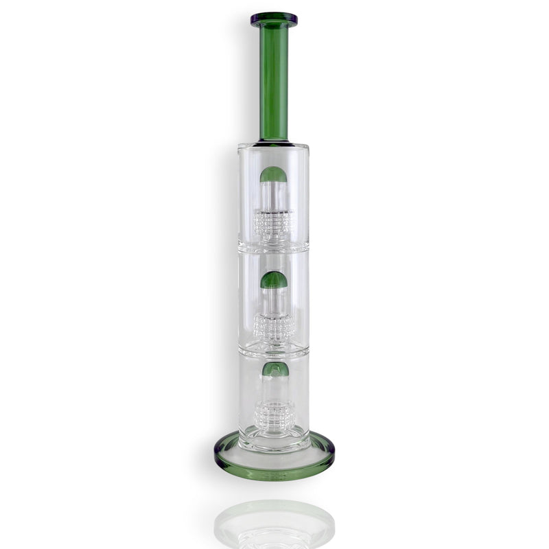 O 17" Triple Dome Percolator Water Pipe with 14mm Handle Bowl Piece
