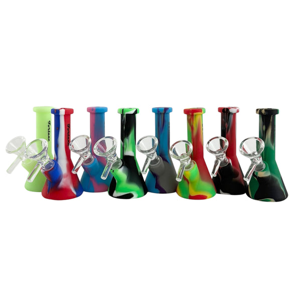3" Silicone Water-Pipe with Built-In Stem & 14mm Glass Bowl Resin · Silicone · Plastic Bong Fortune
