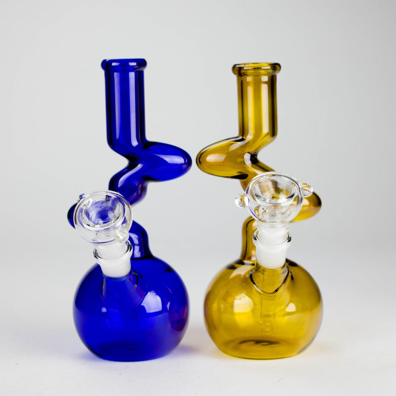 O 8" Zigzag Glass Bong – Assorted Colors