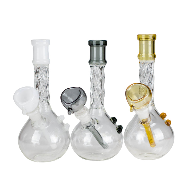 7" Twisted Tube Glass Bong – Assorted Colors Glass Bong RMG WHOLESALE