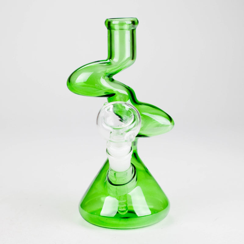 O 8" Zigzag Glass Bong – Assorted Colors