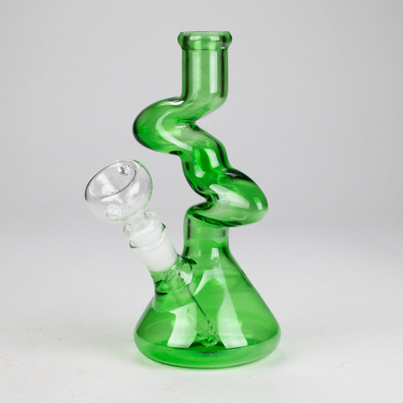 O 8" Zigzag Glass Bong – Assorted Colors