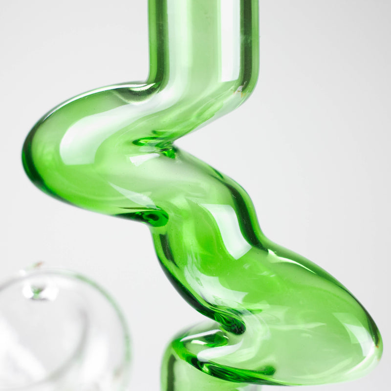 O 8" Zigzag Glass Bong – Assorted Colors