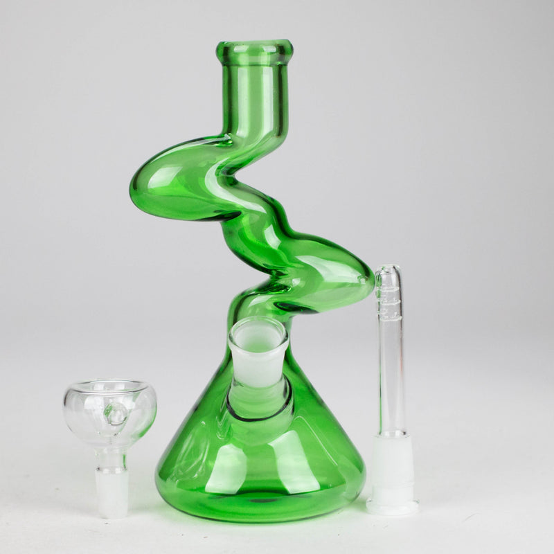 O 8" Zigzag Glass Bong – Assorted Colors