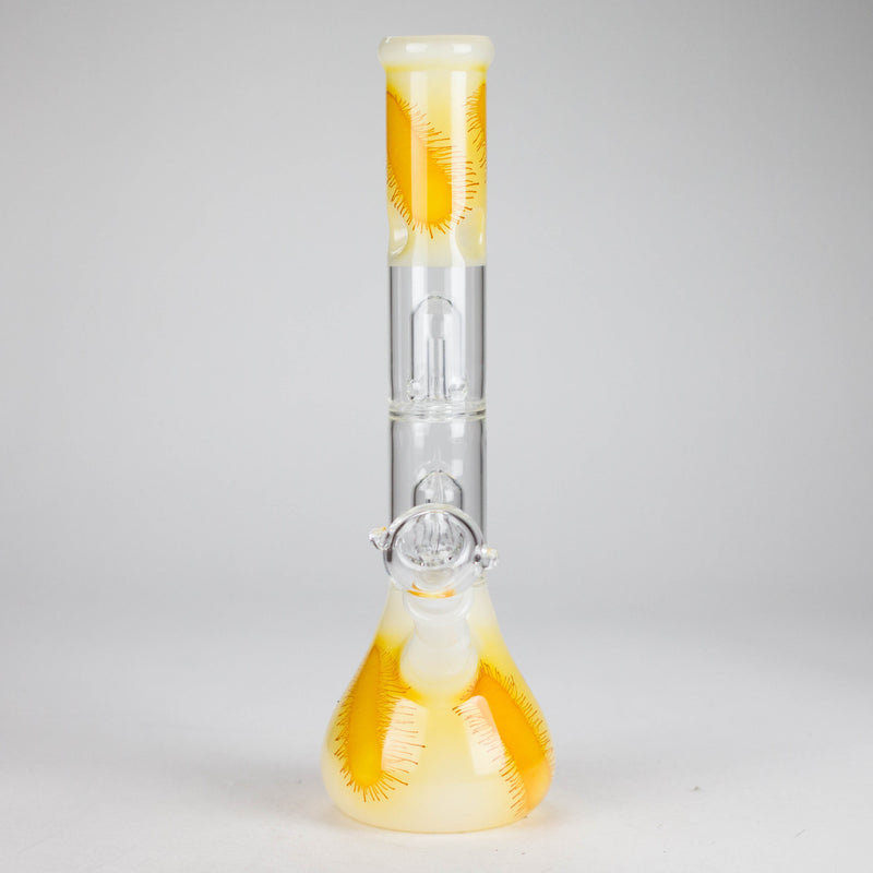 O 12" Double Perc Glass Water Bong – Fungus Design (Assorted Colors)
