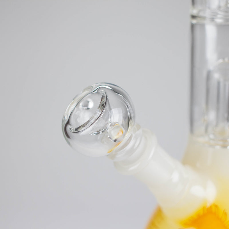 O 12" Double Perc Glass Water Bong – Fungus Design (Assorted Colors)