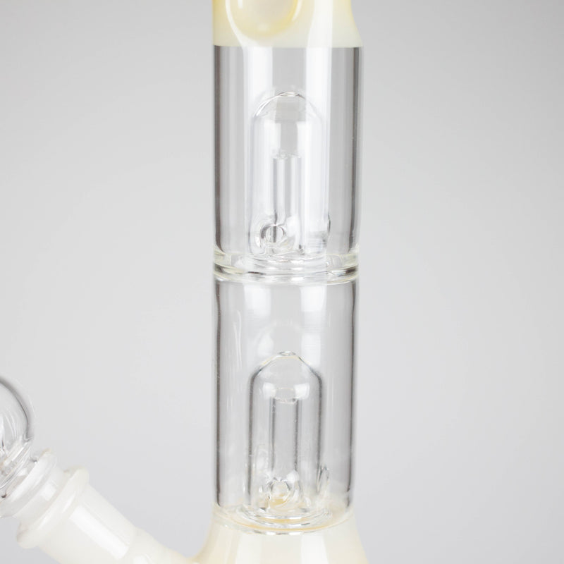 O 12" Double Perc Glass Water Bong – Fungus Design (Assorted Colors)