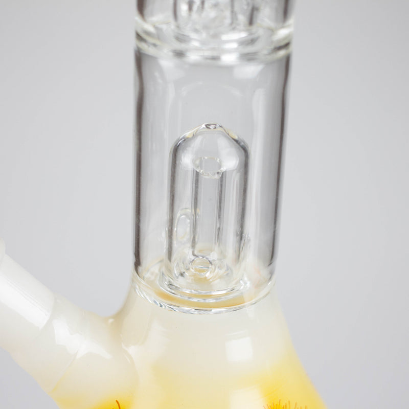 O 12" Double Perc Glass Water Bong – Fungus Design (Assorted Colors)