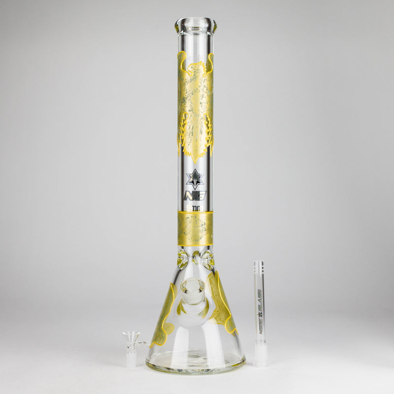 NG | 18" 9mm Metallic Eagle and Skull Beaker [L745] Glass Bong High-End Brands Glass