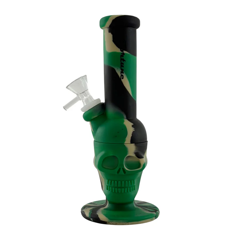 O 8" Skull Design Silicone Water Pipe – Assorted Colours