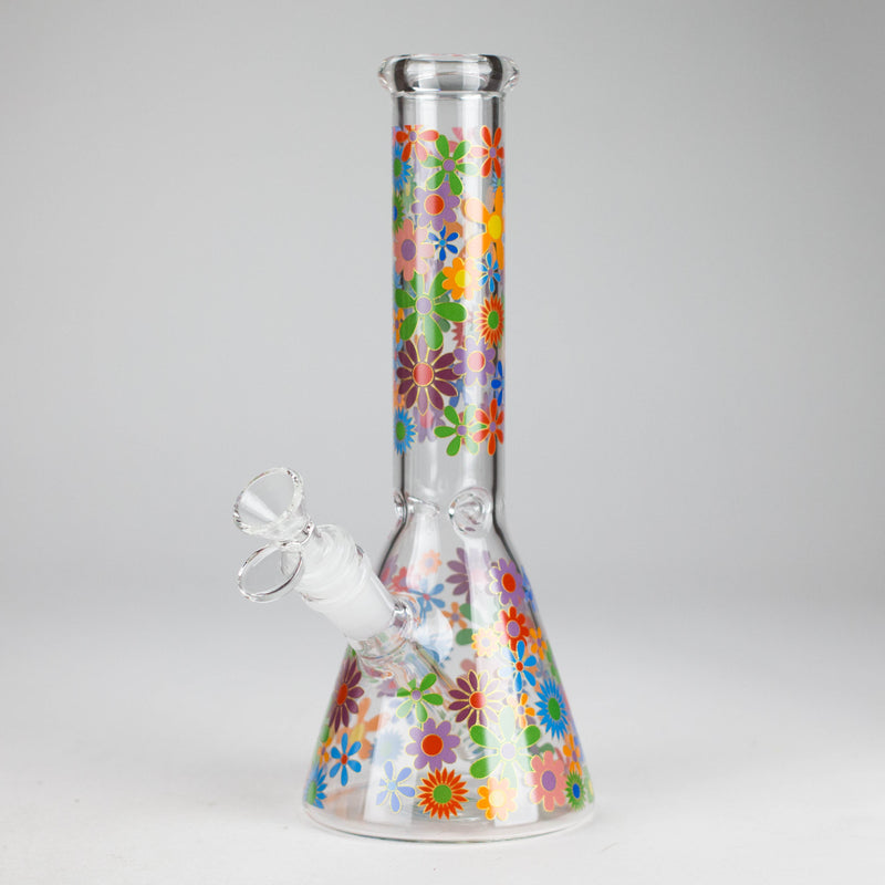 O 10″ Flower Design Glass Beaker Bong