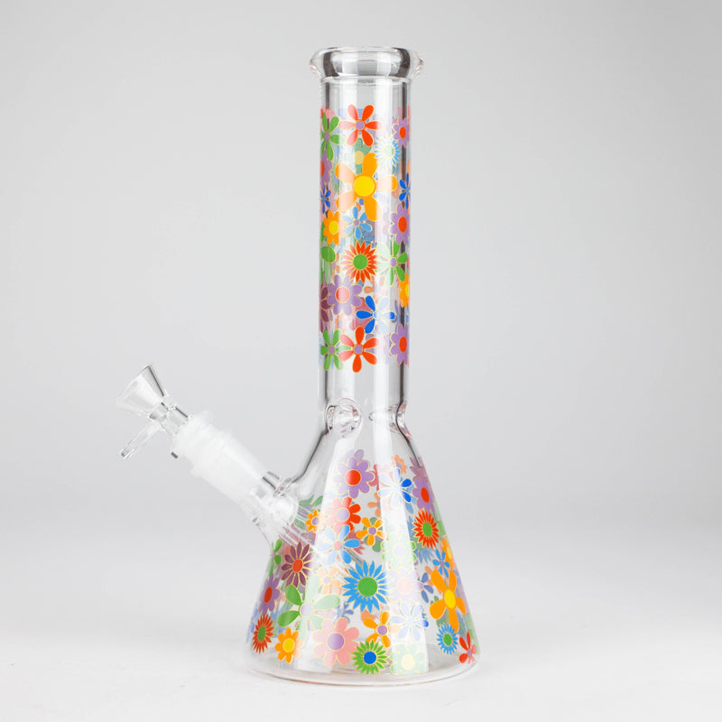 O 10″ Flower Design Glass Beaker Bong