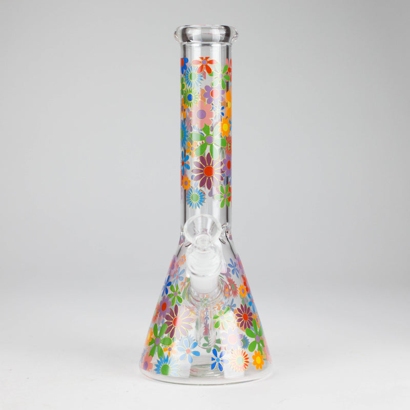 O 10″ Flower Design Glass Beaker Bong