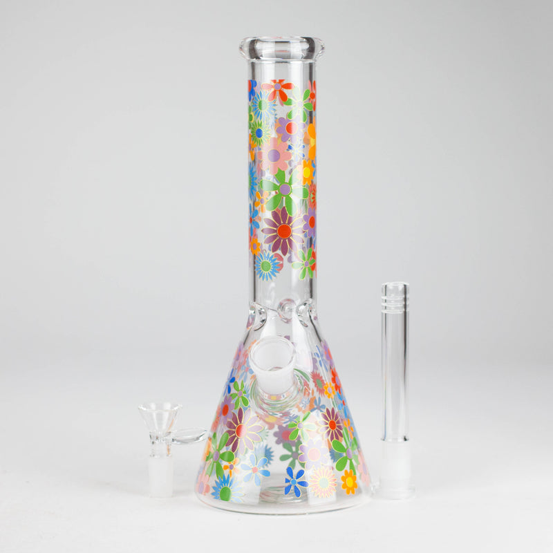 O 10″ Flower Design Glass Beaker Bong