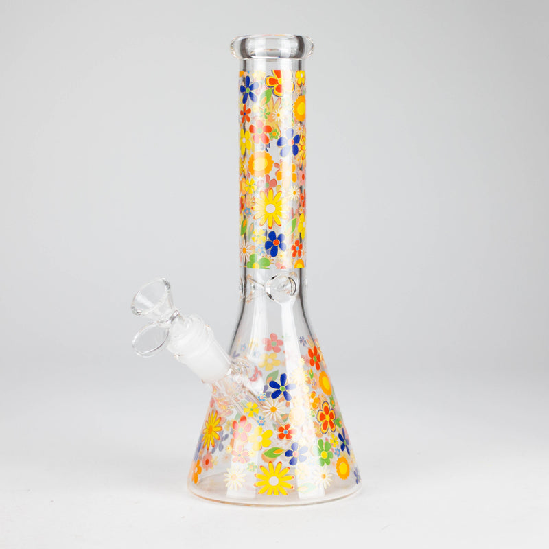 O 10″ Flower Design Glass Beaker Bong