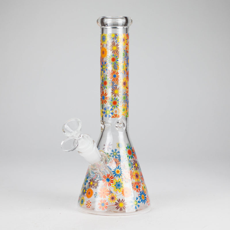 O 10″ Flower Design Glass Beaker Bong
