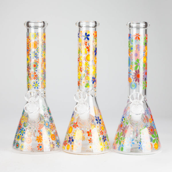 O 10″ Flower Design Glass Beaker Bong