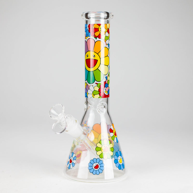 O 10″ Smile Flower Design Glass Beaker Bong