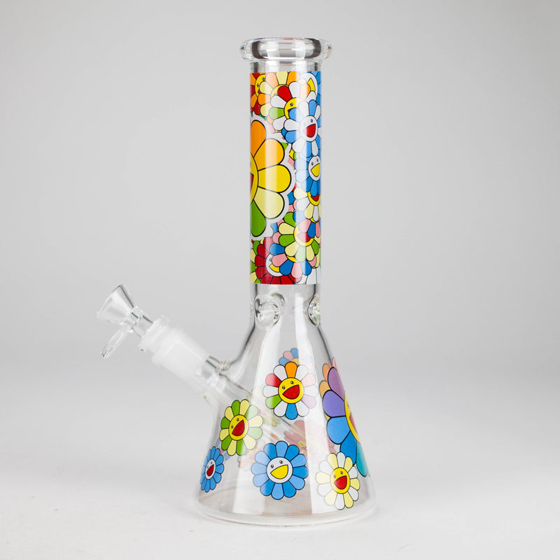 O 10″ Smile Flower Design Glass Beaker Bong
