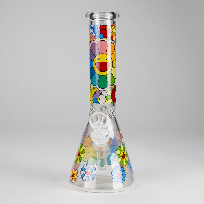 O 10″ Smile Flower Design Glass Beaker Bong