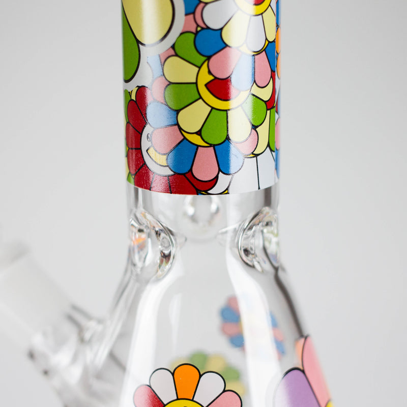 O 10″ Smile Flower Design Glass Beaker Bong