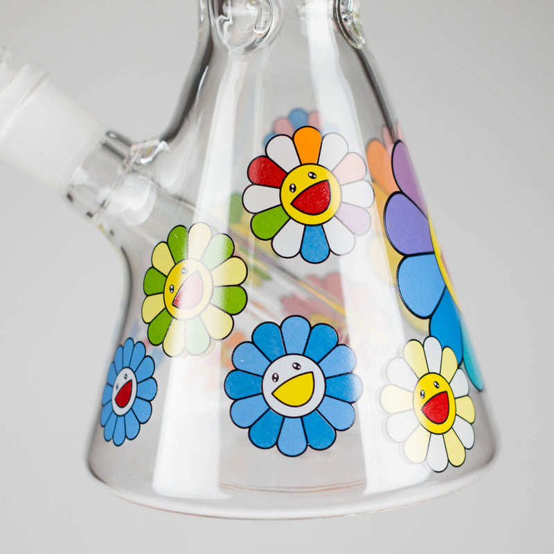 O 10″ Smile Flower Design Glass Beaker Bong