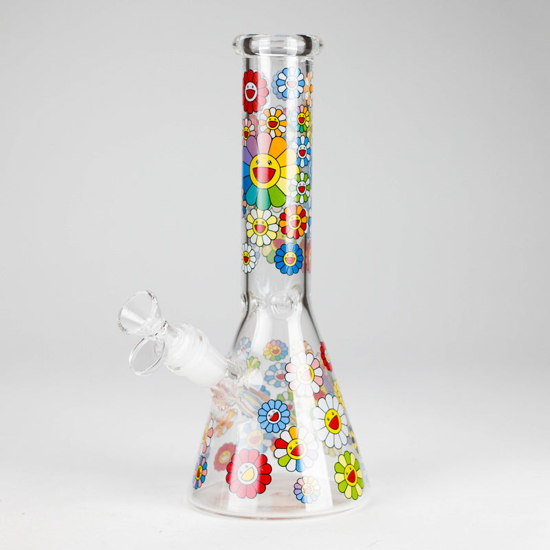 O 10″ Smile Flower Design Glass Beaker Bong