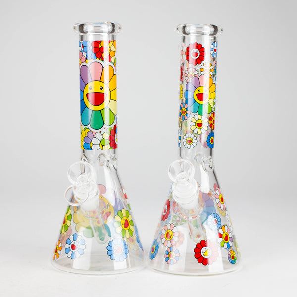 O 10″ Smile Flower Design Glass Beaker Bong