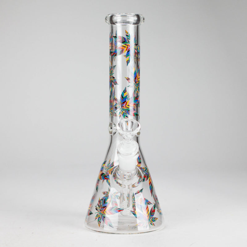 O 10" Leaves Design Glass Beaker Bong